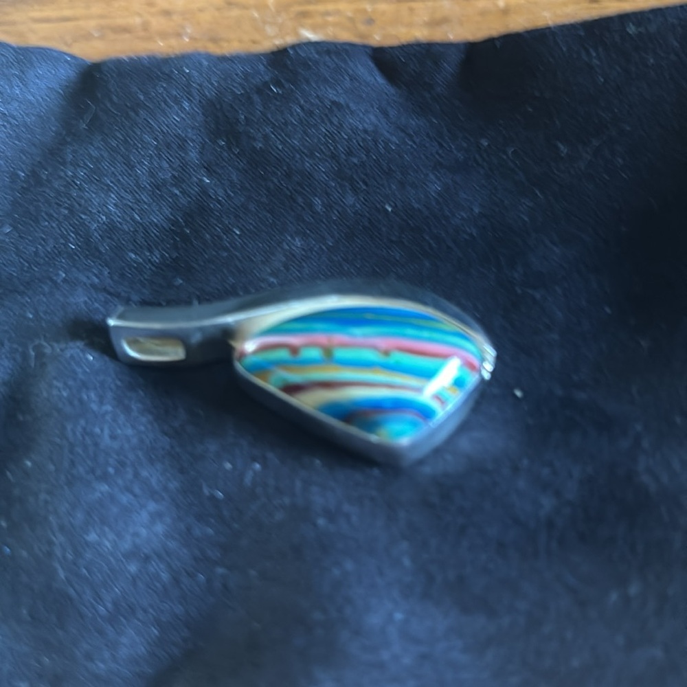 Mine Finds by Jay King sterling rainbow calsilica modern design pendant - Picture 4 of 8
